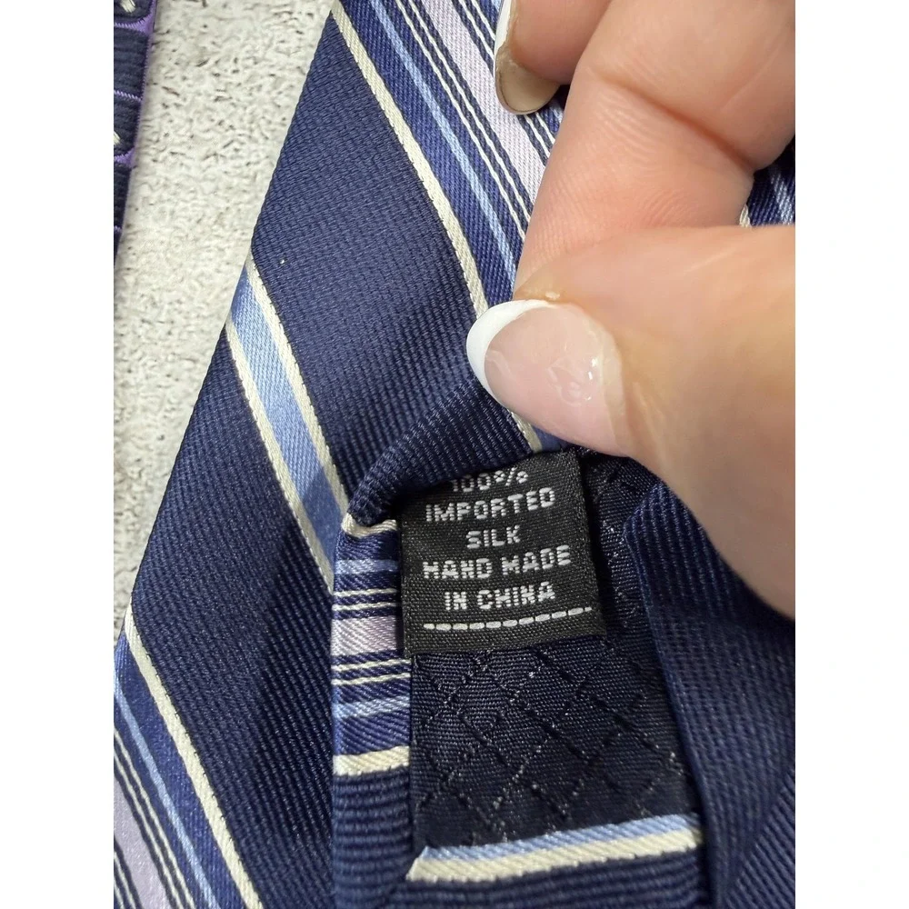 Club Room By Charter Club Tie Mens One Size Blue Geometric 100%‎ Silk Set of 2